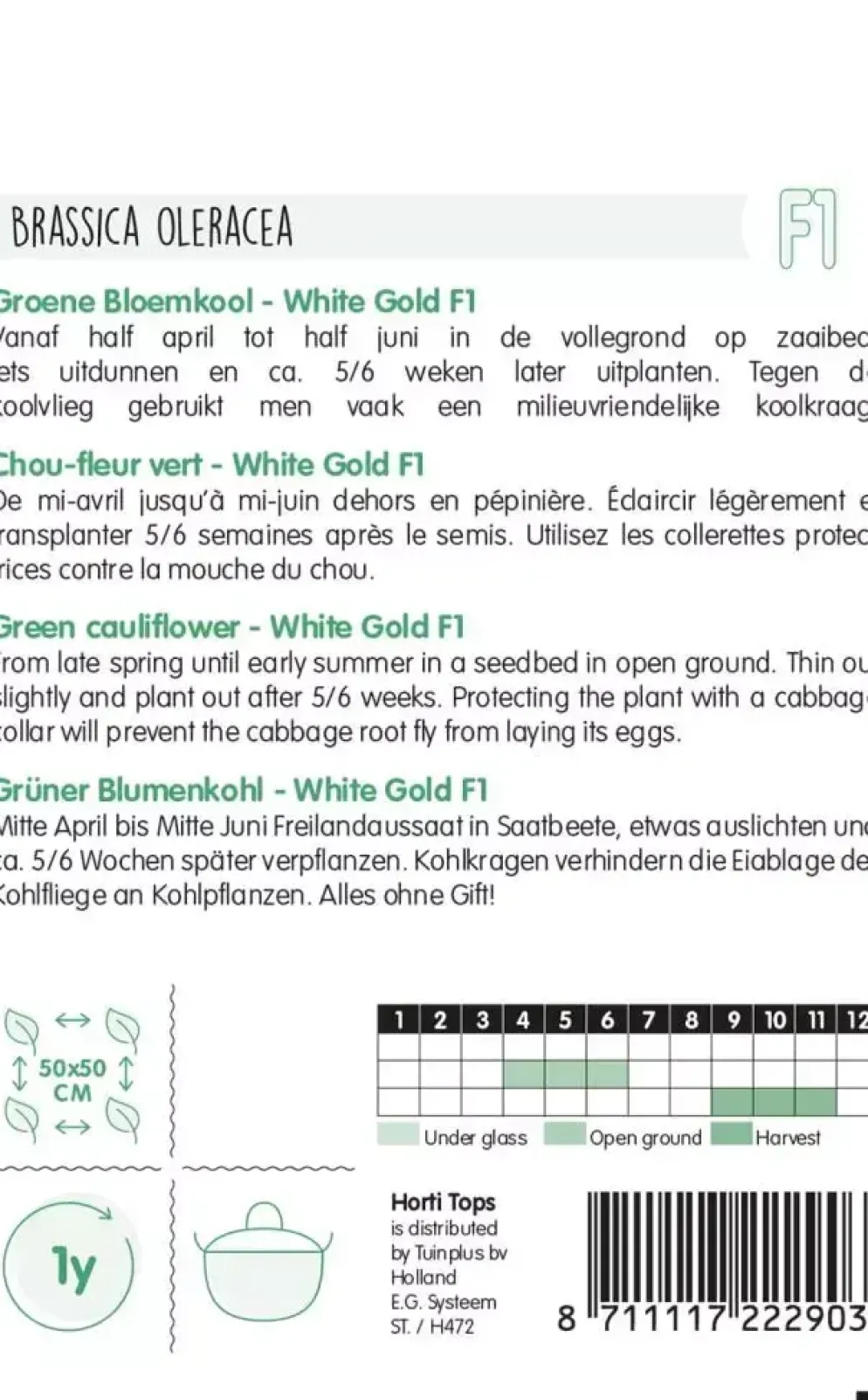 Horti tops zaden groene bloemkool, white gold