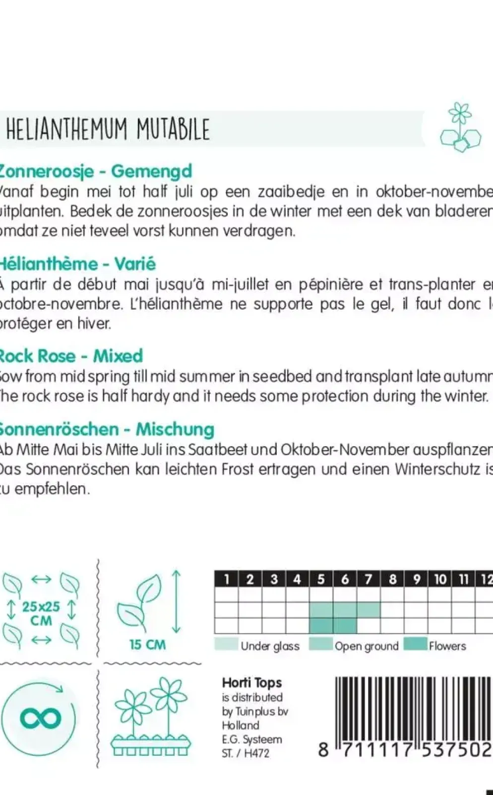 Horti tops zaden helianthemum, zonneroosje gemengd