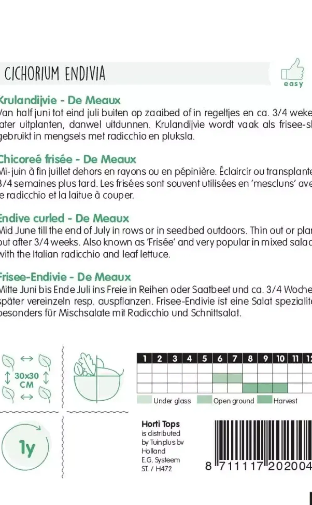 Horti tops zaden Krulandijvie De Meaux