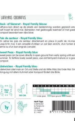 Horti tops zaden lathyrus, reuk- of siererwt royal family blauw