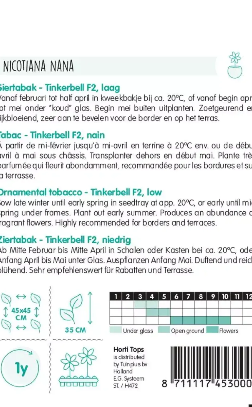 Horti tops zaden nicotiana, siertabak tinkerbell