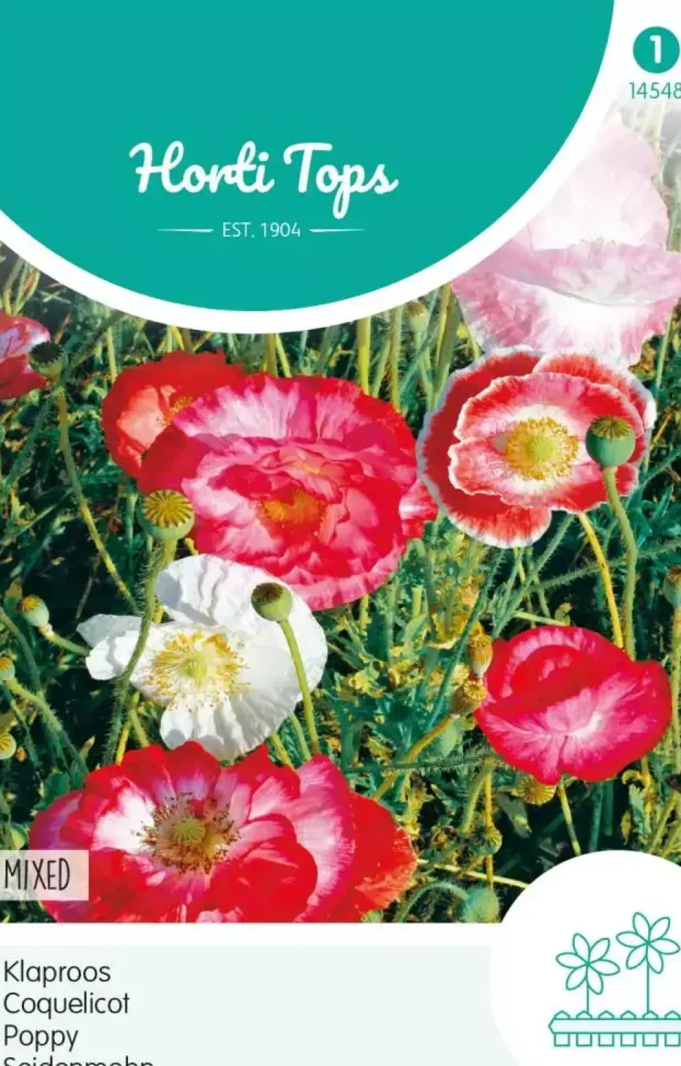Horti tops zaden papaver, klaproos gemengd