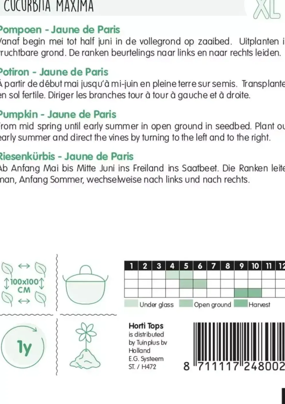 Horti tops zaden pompoenen jaune de paris