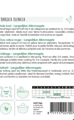 Horti tops zaden rodekool langedijker allervroegste