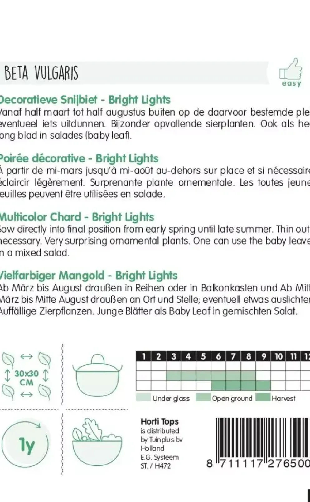 Horti tops zaden snijbiet bright lights (regenboog)