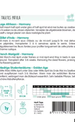 Horti tops zaden tagetes, lage afrikaan petite harmony