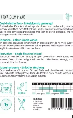 Horti tops zaden tropaeolum, oost-indische kers enkelbloemig gemengd