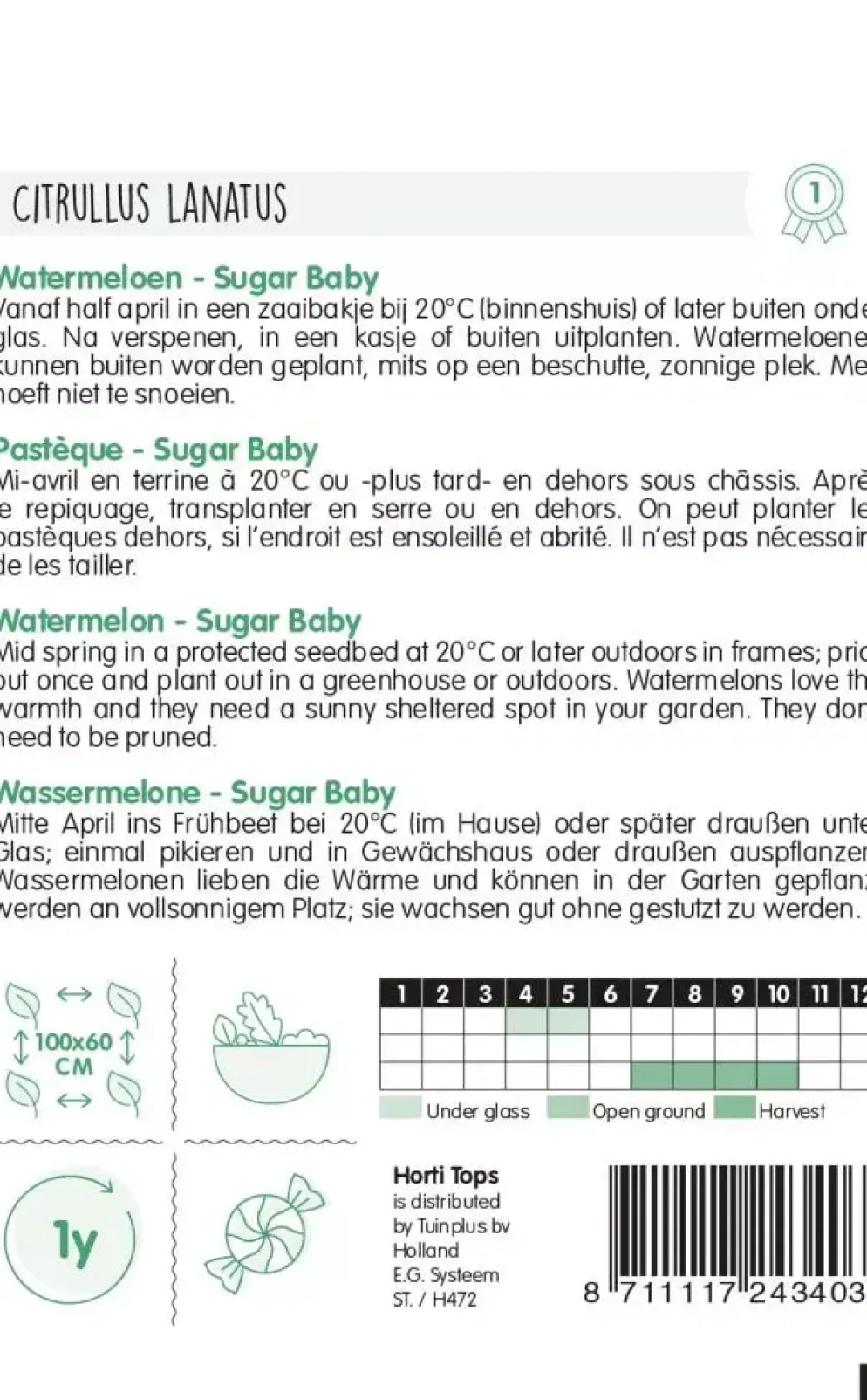 Horti tops zaden watermeloenen sugar baby