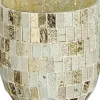 House of Seasons theelichthouder glas mozaik 9.5x9.5cm wit
