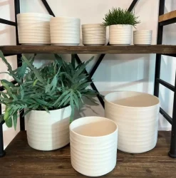 HS Potterie Berlin bloempot keramiek 13x12.5cm crème