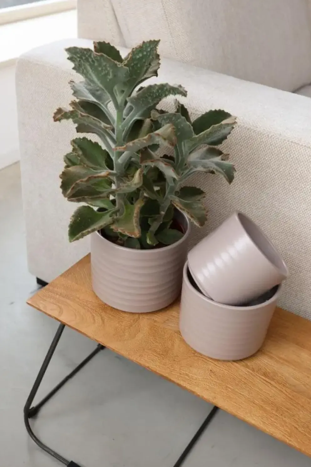 HS Potterie Berlin bloempot keramiek 12.5x11cm taupe