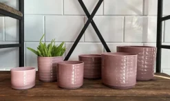 HS Potterie Berlin bloempot keramiek 14.5x12cm oud roze