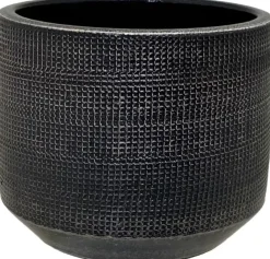 HS Potterie Lagos bloempot keramiek 16x14cm zwart