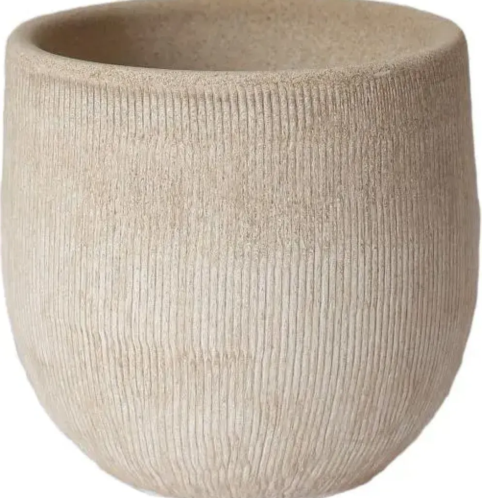 HS Potterie Miami bloempot keramiek 16x14cm crème