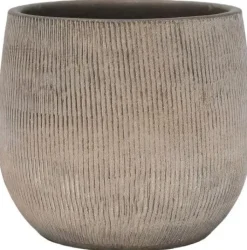 HS Potterie Miami bloempot keramiek 19x17cm grijs, bruin