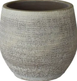HS Potterie Tokio bloempot keramiek 14x12cm taupe