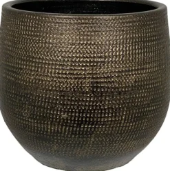 HS Potterie Tokio bloempot keramiek 14x12cm goud