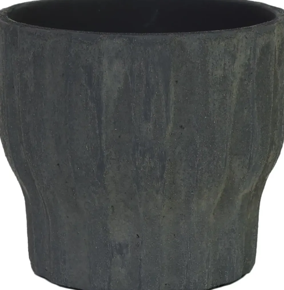 HS Potterie Vigo bloempot keramiek 16x14cm antraciet