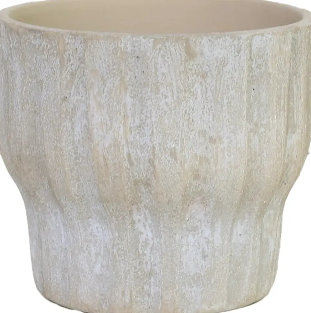 HS Potterie Vigo bloempot keramiek 14x13cm zand, beige