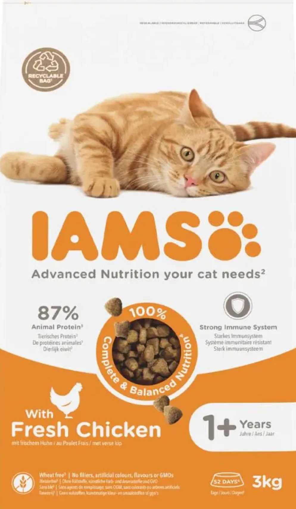 Iams Adult kattenvoer tarwevrij kip 3kg
