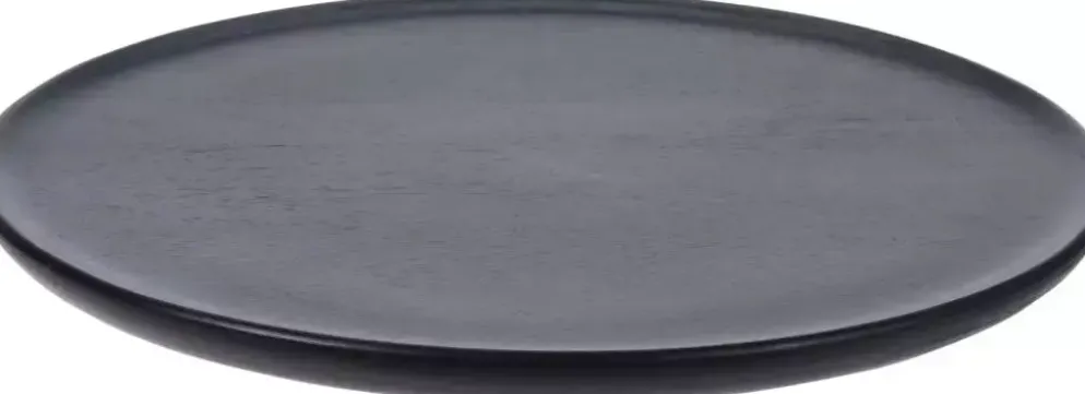 Kaarsenplateau mangohout rond 1,5x28cm zwart