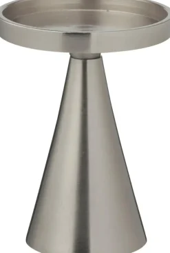 Kandelaar aluminium stompkaars 10x13cm zilver