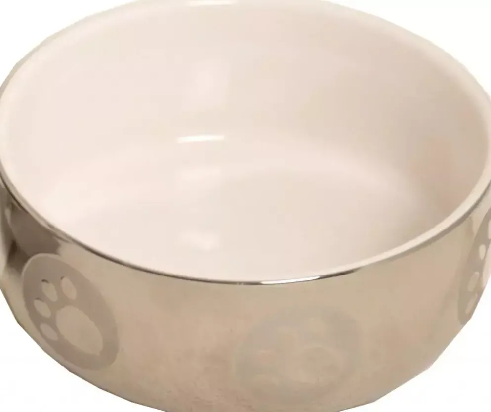 Katteneetbak royal Ø 13 cm, zilver/wit