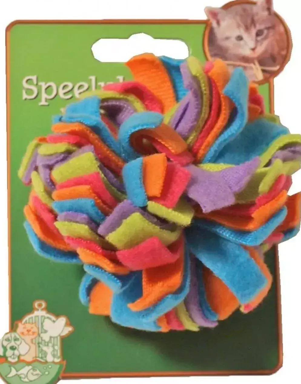 Kattenspeelgoed op kaart fleece pompoen, multicolor.