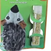 Kattenspeelgoed op kaart pluche rat met catnip vulbaar, 18 cm.