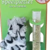 Kattenspeelgoed op kaart pluche muis grijs met catnip vulbaar, 15 cm.