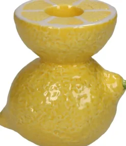 Kersten kandelaar aardewerk lemon 10x7x10cm geel