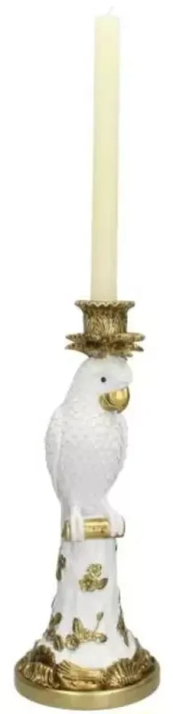 Kersten kandelaar polyresin vogel 14x14x35.5cm goud