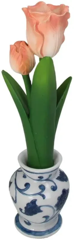 Kersten kandelaar polyresin tulp 9.5x9x31cm perzik