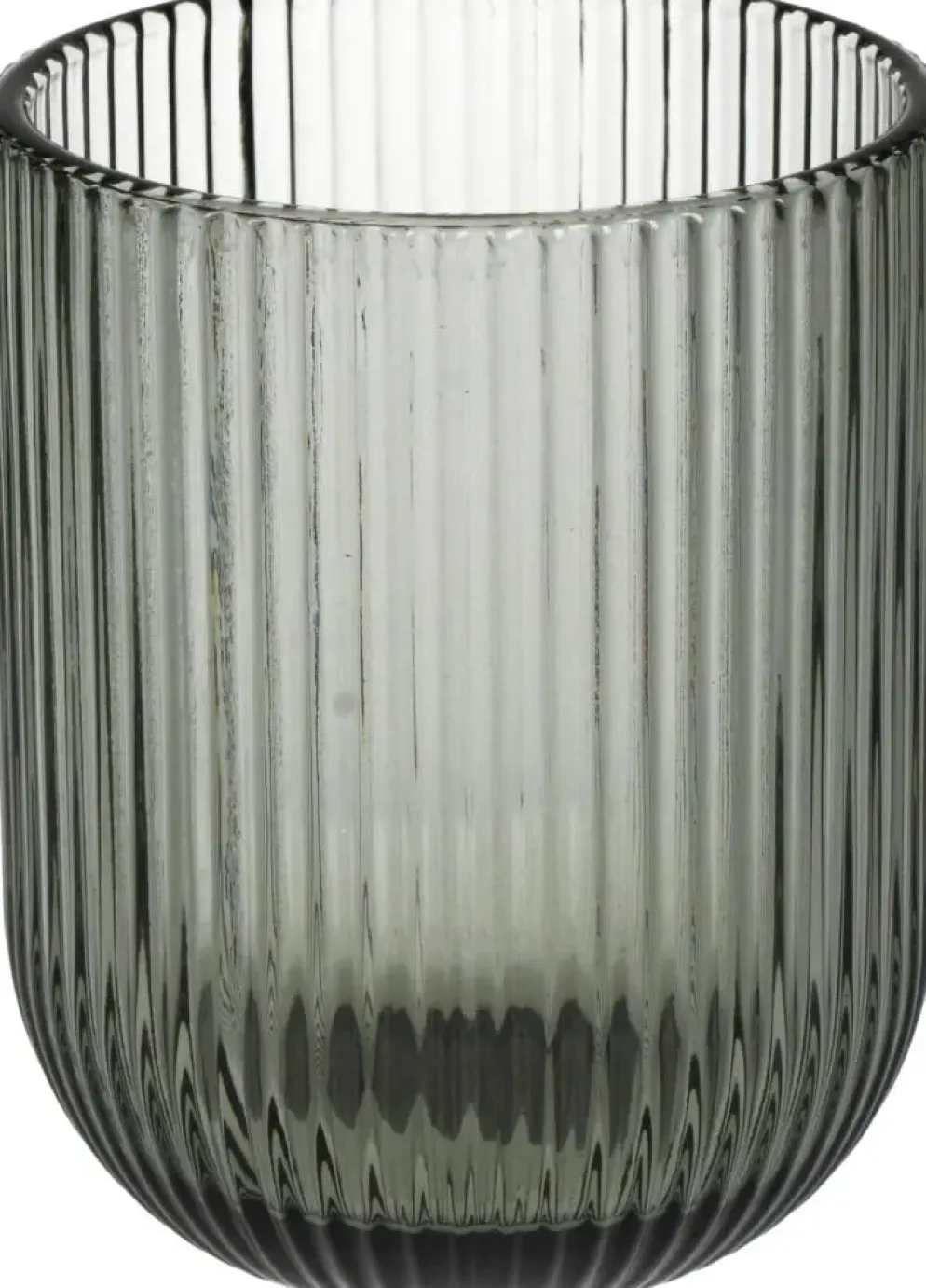 Kersten theelichthouder glas stripe 7.5x9.5cm grijs