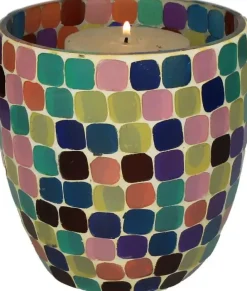 Kersten theelichthouder glas trendy 14x15cm multi