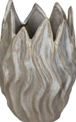 Kersten vaas aardewerk flame 14.5x14x21cm beige