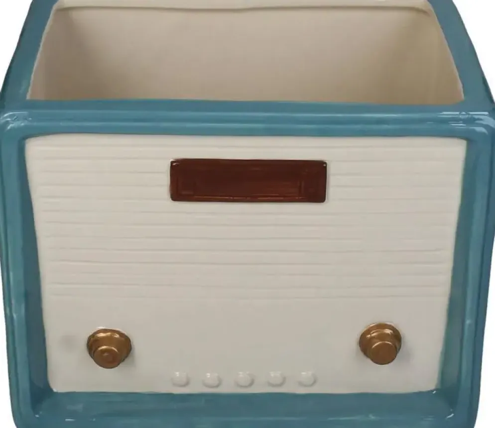 Kersten vaas aardewerk retro radio 20x15x14.5cm multi