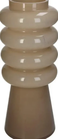 Kersten vaas glas rond 12x30cm beige