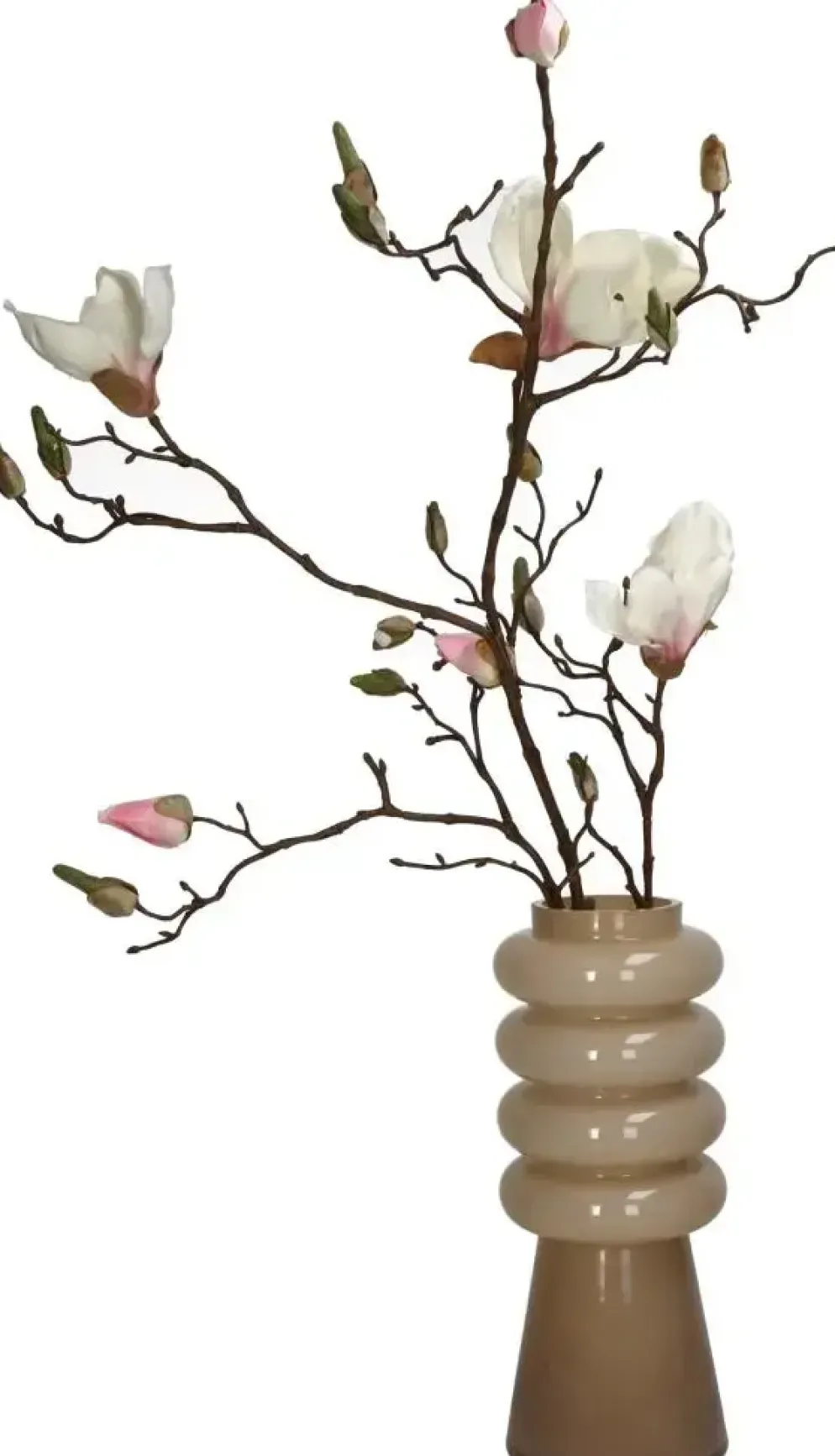 Kersten vaas glas rond 12x30cm beige