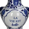 Kersten vaas porselein la vie est belle 21.5x31cm blauw