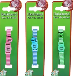 Kittenhalsband polyester gestreept, roze