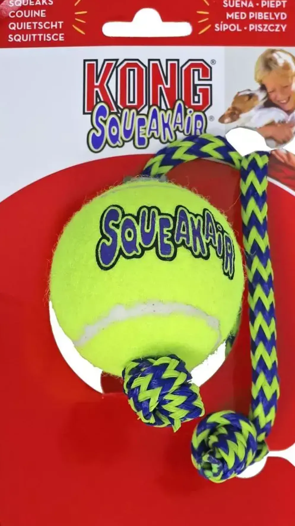Kong air squeakair tennis ball+touw m
