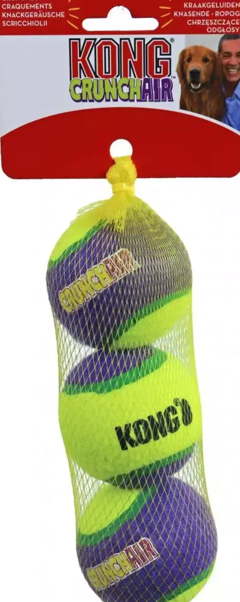 Kong hond Crunchair tennisbal, medium net a 3 stuks.