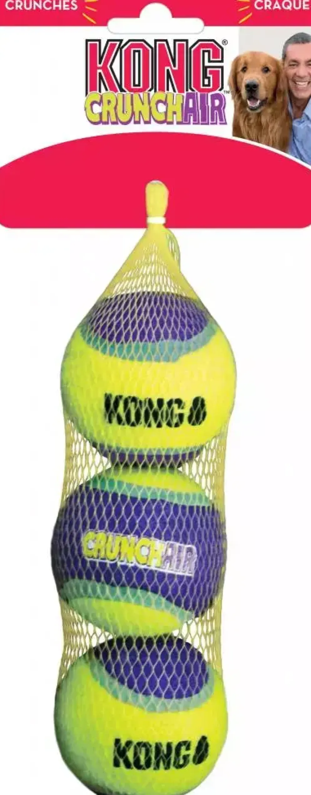 Kong hond Crunchair tennisbal, medium net a 3 stuks.