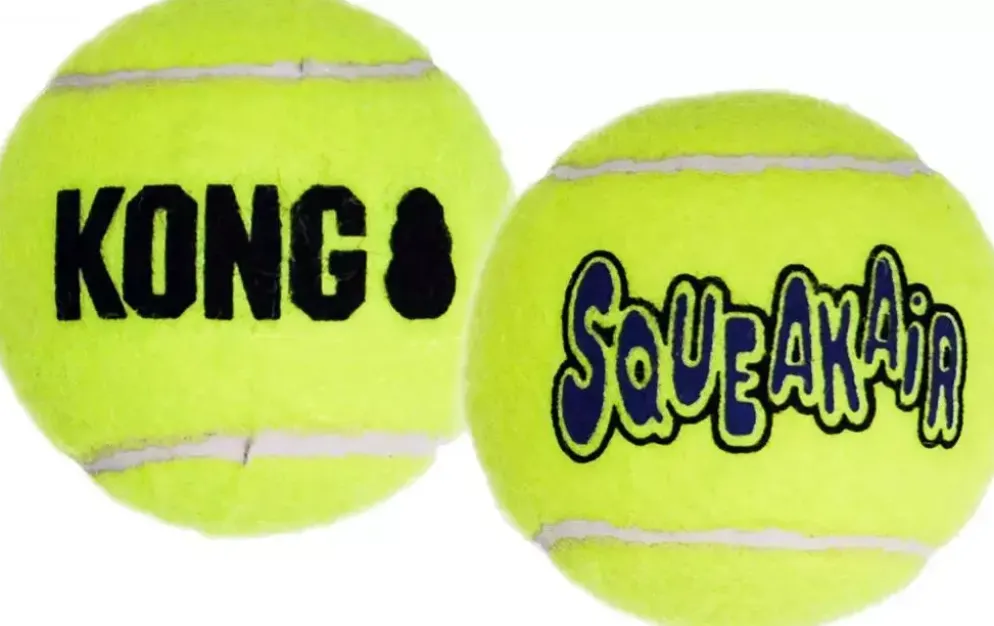 Kong hond Squeakair met piep small, net à 3 tennisballen (Ø 5 cm)