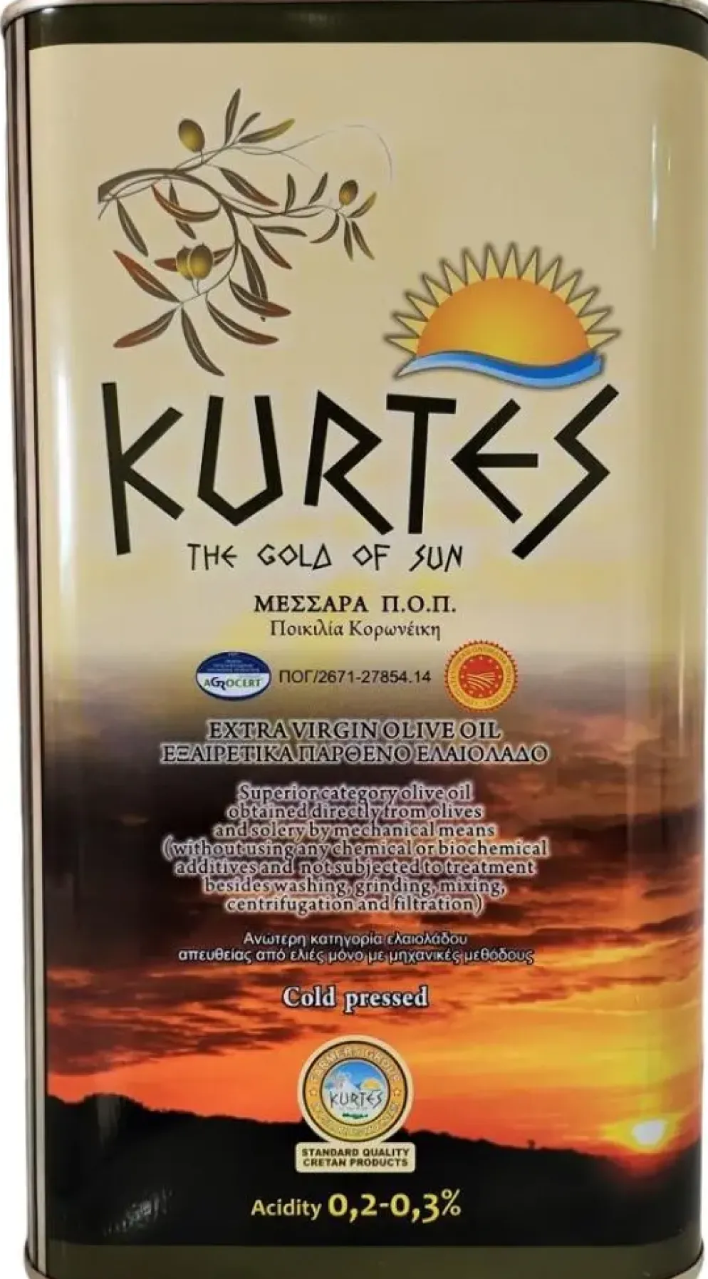 Kurtes extra virgin olijfolie blik 3L