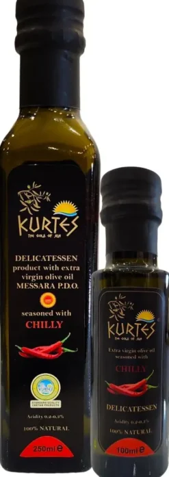 Kurtes fles delicatessen olijfolie chili 250 ml