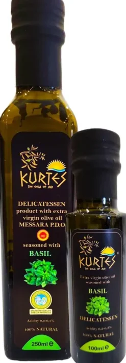 Kurtes fles delicatessen olijfolie basilicum 100 ml