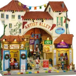 Lemax artist alley verlichte facade Caddington Village 2024