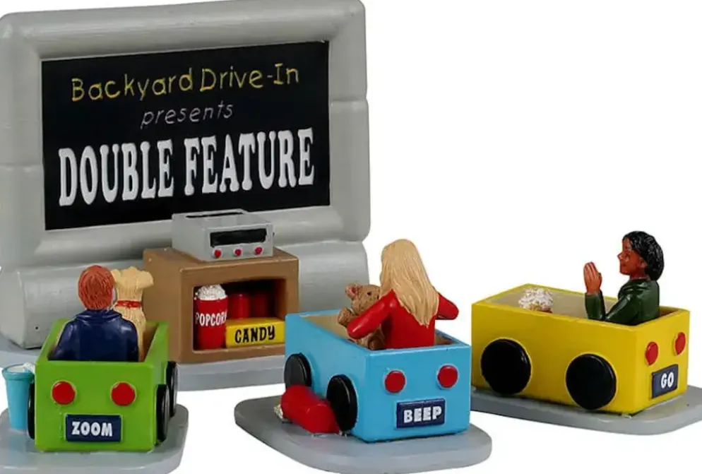 Lemax backyard drive-in, set of 4 kerstdorp tafereel Caddington Village 2023